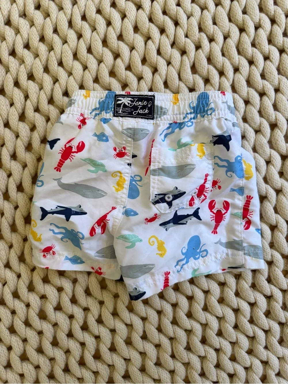 Janie and Jack Baby Swim Trunks with Colorful Sea Creatures - size 6-12m
